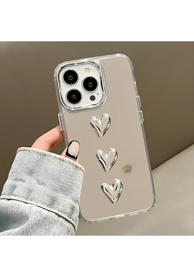 Apple Uyumlu iPhone 14 Pro Three Heart Mirror Case