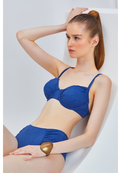Too Salty Swimwear Kadın Mavi Kot Görünümlü Büzgülü Balenli Toparlayıcı Yüksek Bel Bikini Takımı 24s102st Mavi Kot Too Salty Swimwear Kadın Mavi Kot Görünümlü Büzgülü Balenli Toparlayıcı Yüksek Bel Bikini Takımı 24s102st Mavi Kot