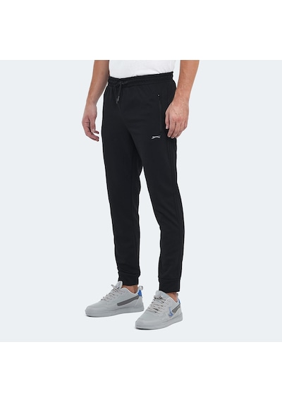 Slazenger ONON IN Erkek Fermuar Cepli Siyah Eşofman Altı
