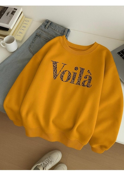 Voila Baskılı Unisex Sweatshırt Sari
