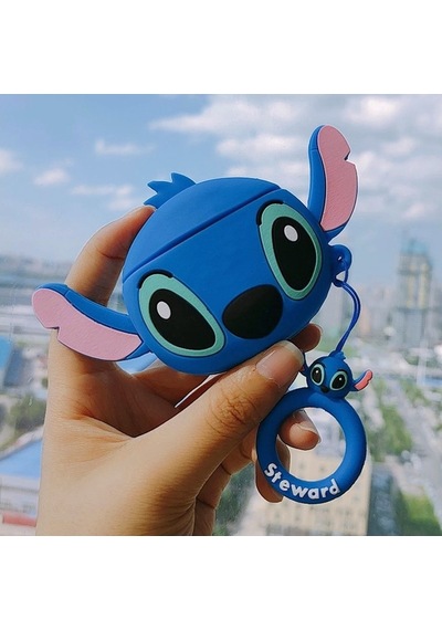 Microsonic Apple Uyumlu AirPods 4.nesil / Anc Kılıf Cartoon Figürlü Silikon Crtn-fgr-stch-mvi Mavi - Pembe