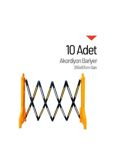 10'lu Akordiyon Bariyer Seti Sarı 255 X 97 Cm-3653