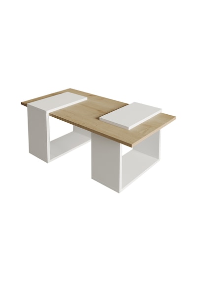 Matris Modern Orta Sehpa Geometrik Tasarım Ve Şık Detaylar Beyaz/safir Meşe