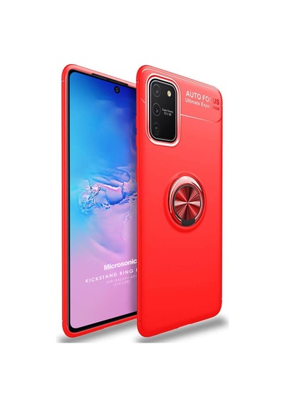 Microsonic Samsung Uyumlu Galaxy A91 Kılıf Kickstand Ring Holder