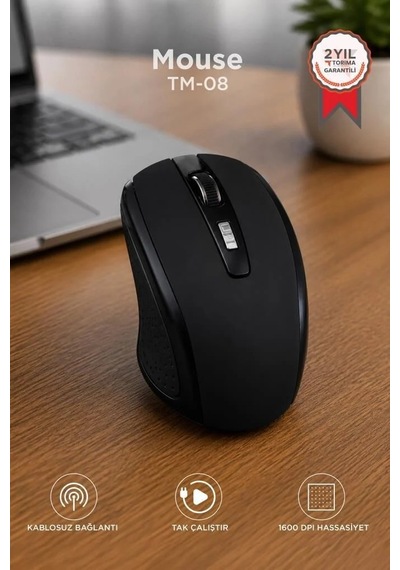 Delux Serisi Hızlı Taşınabilir Aksesuar Mouse Optik Kablosuz Fare Tm08 Siyah