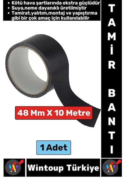 Ultra Güçlü Su Neme Dayanıklı Çok Amaçlı Montaj Onarım İzolasyon Tamir Bantı Siyah 48 Mm X 10 Metre