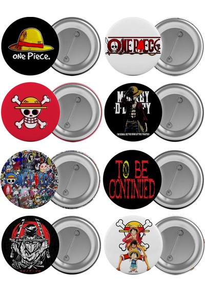 One Piece Çanta Rozeti Seti 8 Adet En Büyük Boy 5.8cm İğneli Broş