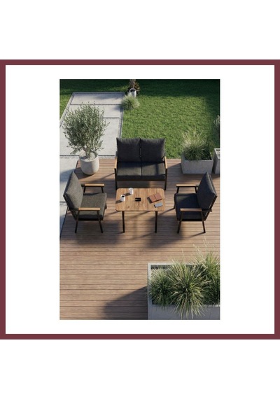 Storeşahin Metal Bahçe Oturma Grubu Minderli Gri 4'lü Set Shn0720