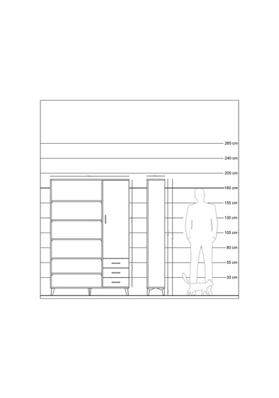 Arges Dolap 9 Raflı 3 Çekmeceli Tek Kapaklı 132x30x195 Çam-çam/aytaşı Atlas Çam/aytası