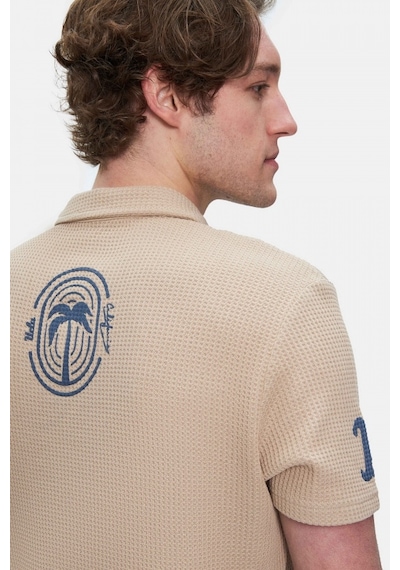 Ucla Russel Kahve Polo Yaka Baskılı Standard Fit Erkek Tshirt Kahve