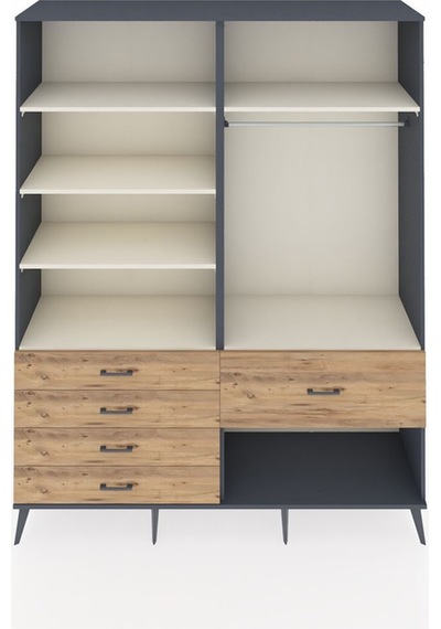 Hyperion Gardrop 6 Raflı 5 Çekmeceli Tek Askılı 176x44x221 Antrasit-aytaşı/çam Aytaşı/çam Hyperion Gardrop 6 Raflı 5 Çekmeceli Tek Askılı 176x44x221 Antrasit-aytaşı/çam Aytaşı/çam