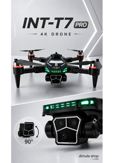 Katlanabilir 4k Kamera Drone Wifi Fpv, 360 Takla, Işık Sensörü Int-t7 Pro