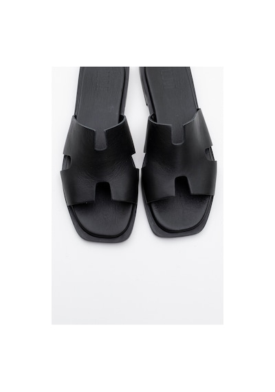Luvishoes Luvi Shoes Jez Siyah Cilt Hakiki Deri Kadın Terlik Siyah
