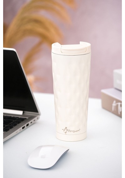 Penguen-3025 Krem Mug Termos 500ml Mavi