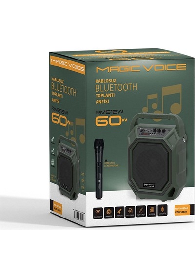 Magicvoice Mv-10132ae Kablosuz El Mikrofonlu Usb-sd-bt Taşınabilir Seyyar Ses Sistemi