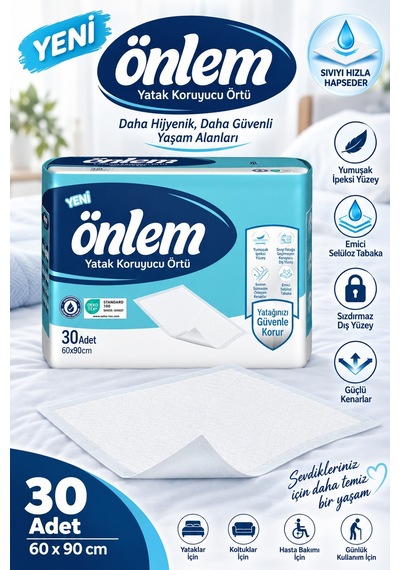 Önlem Yatak Koruyucu Örtü 60 90 Cm 150 Adet