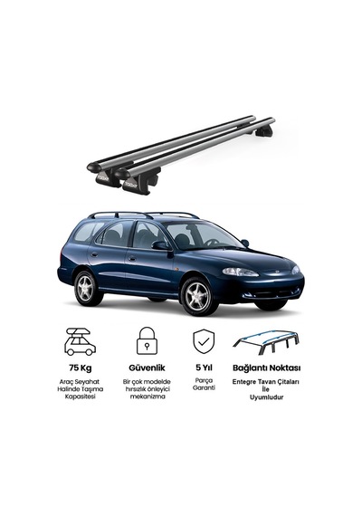 Venüs Hyundai Elantra 1996-1999 Uyumlu Gri Ara Atkı Port Bagaj Tavan Barı