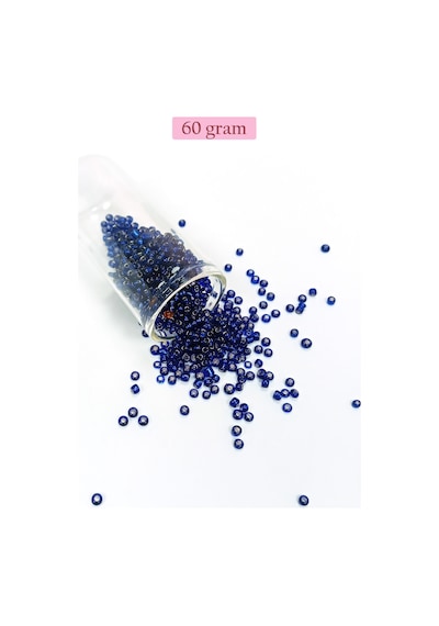 Dökme Cam Kum Boncuk 8/0 3 Mm - 60 Gram - Şeffaf Lacivert - Bnc207