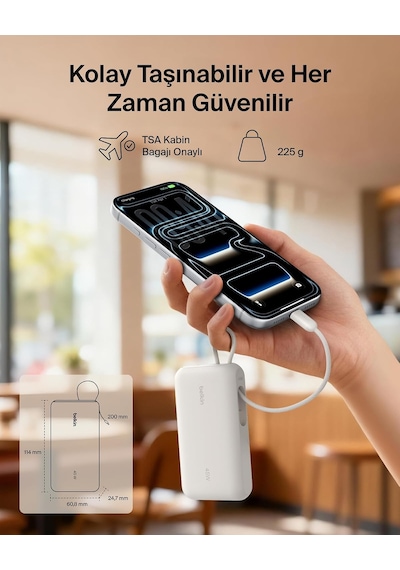 Ultracharge 10000 Mah Usb-c Kablolu Ve Ekranlı Power Bank, Kum Rengi