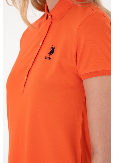U.S. Polo Assn. Kadın Nar Çiçeği Polo Yaka Mini Boy Örme Elbise 50300881-VR039