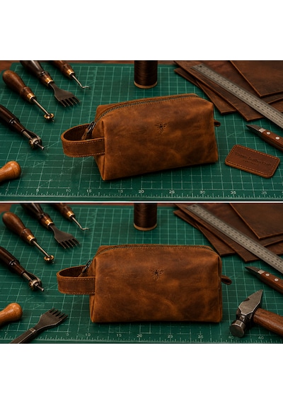 Vintage Leather Craft Hakiki Deri Erkek Çantası Taba
