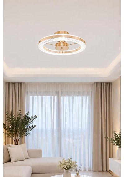 İnci Plafonyer Modern Tasarım Enerji Tasarruflu Led Avize 3 Renk Işık Kristal Görünüm Oturma Odası Yemek Odası Salon Yatak Odası Çap - 40 Cm Diğer