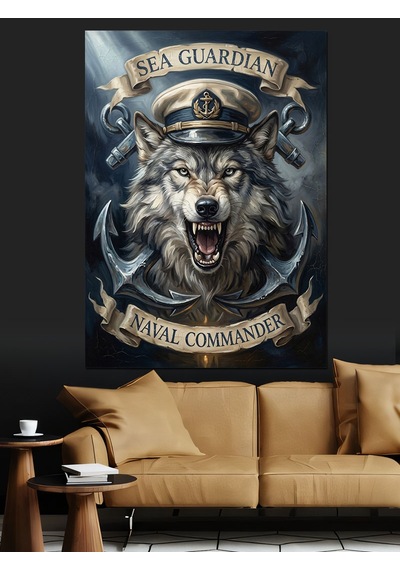 Sea Guardian Kurt Kaptan Logosu Dekoratif Kanvas - Mdf Ahşap Tablo