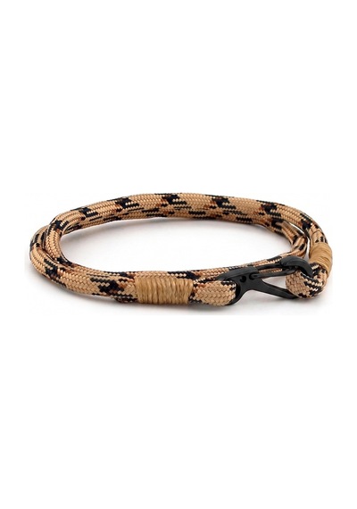 Sütlü Kahve Paracord Metal Kanca Iki Sira Erkek Bileklik M011H Kahverengi
