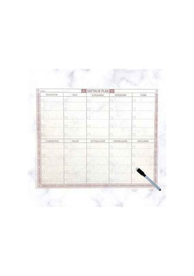 Buffer Şeffaf Kendiliğinden Yapışkanlı Kalemli Haftalık Planlayıcı 40cm-50cm