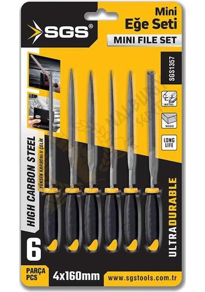 Sgs Saplı Mini Eğe Seti Ahşap Ve Metal 4 X 160 Mm. - 6 Farklı Parça