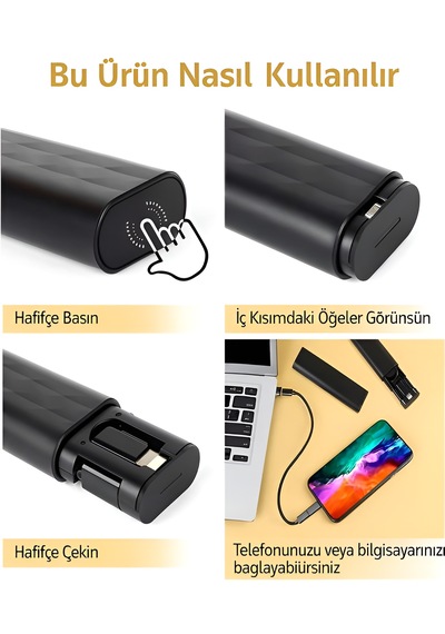 7 İn 1 Çok İşlevli Type-c Usb Micro Lightning Dönüştürücü Seyahat Seti Apple Uyumlu iPhone Android Pc Siyah