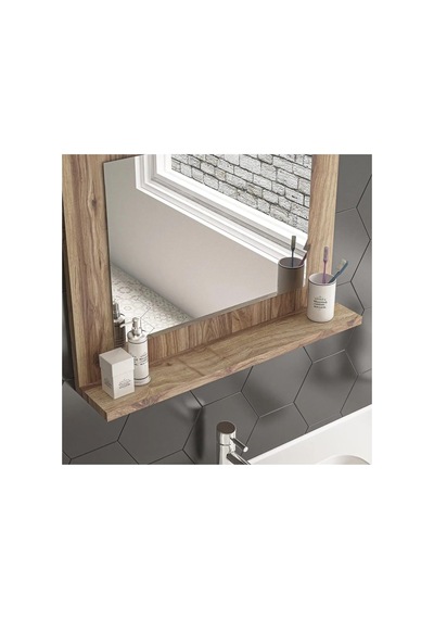 Tr 60x45 Ceviz Raflı Banyo Aynası Dresuar Yatak Odası Boy Aynası,ceviz Genel