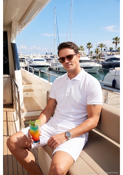 Buratti Pamuklu Regular Fit Düğmeli Erkek Polo Yaka T Shirt 5902127 Beyaz