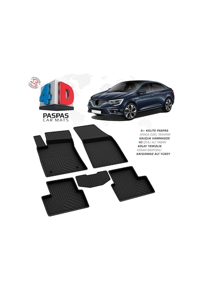 Renault Megane 4 Sedan 4d Araca Özel Havuzlu Kauçuk Paspas 2016 Ve Üzeri