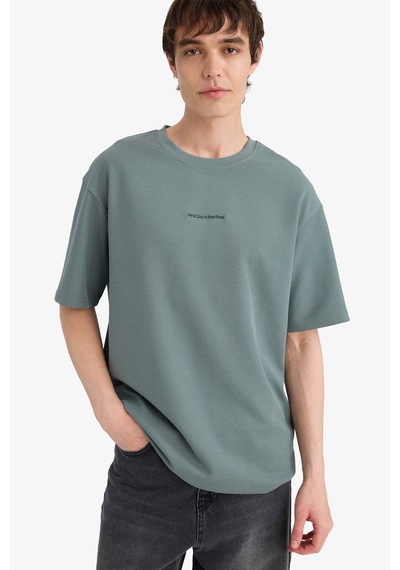Defacto Mini Baskılı Yeşil Erkek T-shirt D5871ax/gn1083 Yeşil