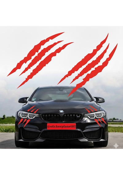 30 X 10 Cm Monster Pençe Oto Sticker Araba Far Sticker Hologram Beyaz Siyah Kırmızı Gri Sarı