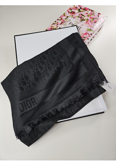 Cd Desen Kaşmir İpek Şal Silk Scarfs Hijab İthal Ürün Siyah
