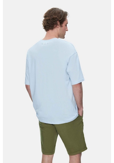 Ucla Aıre Gök Mavi Bisiklet Yaka Baskılı Oversize Erkek Tshirt Gök Mavi