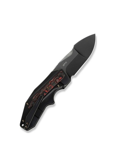 We Knife Coral Slt Flipper Knife Titanium & Fatcarbon Fiber Black Lava Flow Handle Kamp Çakı Çok Renkli