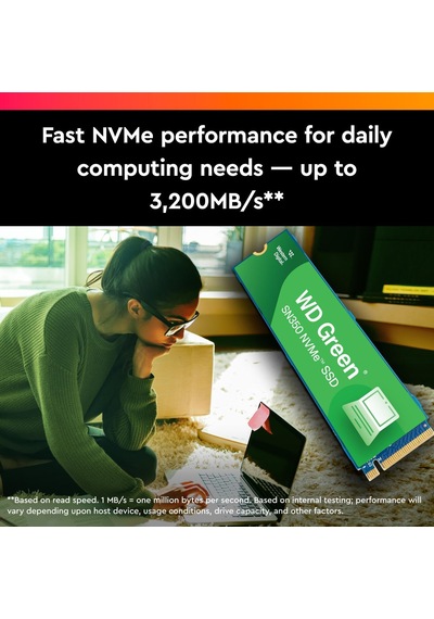 Ayrex Wd Green Sn350 500 Gb M.2 Nvme Ssd, 2.400 Mb/sn Okuma Hızı Ve 1.500 Mb/sn'ye Kadar Yazma Hızı