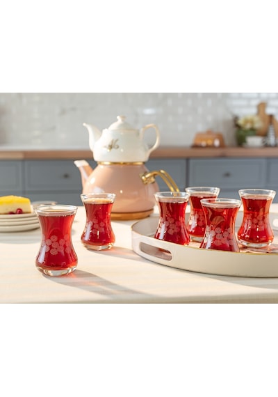 Madame Coco Lavem-white Flowers 6-lı Çay Bardağı Seti 1kbard0568155ml-std Şeffaf