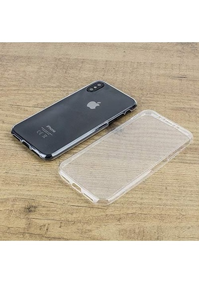 Xs Max 6.5'' Kılıf 6 Tarafı Tam Full Koruma 360 Clear Soft Şeffaf 50 x 22