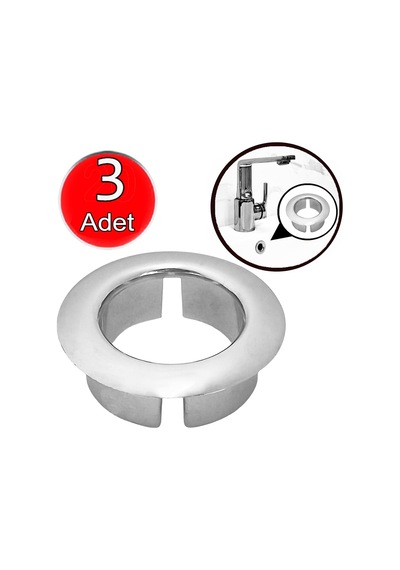 Aletçantam Lavabo Deliği Halkası Yüzüğü 3 Adet Yuvarlak Parlak Krom Halka Yüzük Ayna Karşı Drenaj Taşma Kapa Diğer