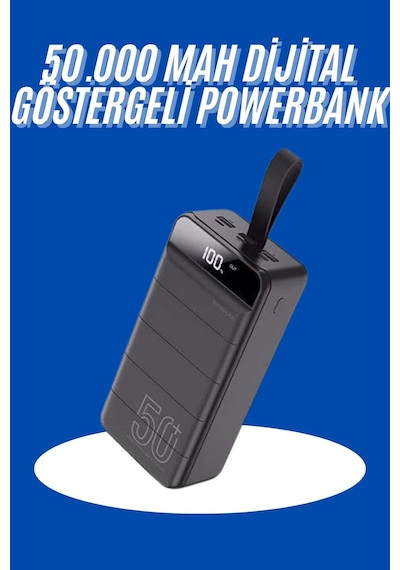 Powerbank 50.000 Mah Dijital Göstergeli Taşınabilir 4 Portlu Hızlı Powerbank renkli