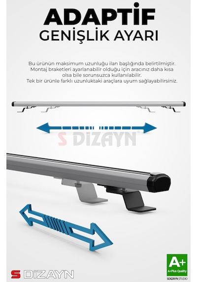 S-dizayn Ford Courier S-bar Cargo V1 Ara Atkı Tavan Taşıyıcı Barı Gri 130 Cm 2014-2023 A+ Kalite