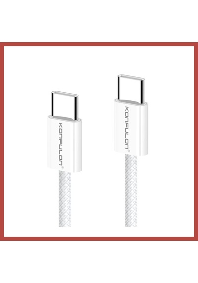Bezos Konfulon Dc130 2m 60w Type-c To Type-c Örgülü Hızlı Şarj Kablosu - Beyaz Erdotıca