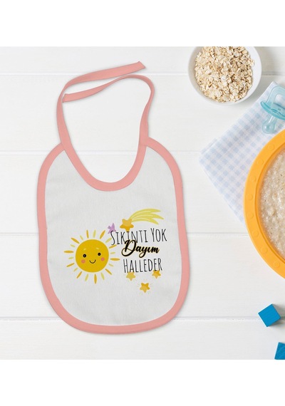 Bk Kids Sıkıntı Yok Dayım Halleder Tasarımlı Pembe Bebek Mama Önl Pembe