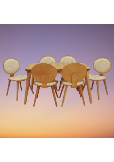 Masa Papel Oval Sırt Sandalye Model Takım Kayın Kaplama Torna Retro Dikdörtgen Açılır El Yapım Masa Papel Oval Sırt Sandalye Model Takım Kayın Kaplama Torna Retro Dikdörtgen Açılır El Yapım