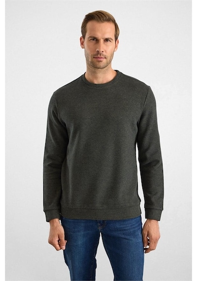 Süvari Haki Regular Düz Bisiklet Yaka Sweatshirt Ssw2013700003-yh1