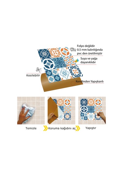 Tink KENDİNDEN YAPIŞKANLI KONTRAST DESENLİ PVC KARO 30X30 CM